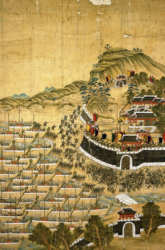 painting of a siege during the Imjin War